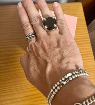 Anillo Tous Negro Plata
