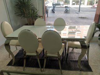 Mesa de cristal con 6 sillas