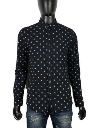 Calvin Klein Jeans Camicia Uomo M Nera Cotone Slim
