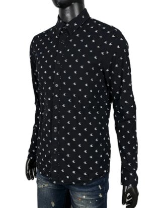 Calvin Klein Jeans Camicia Uomo M Nera Cotone Slim