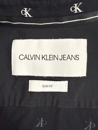 Calvin Klein Jeans Camicia Uomo M Nera Cotone Slim