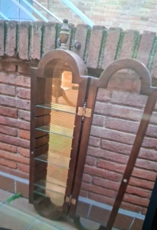 Estantería Antigua Madera y Cristal