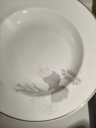 Vajilla Vintage Porcelana Flores Grises