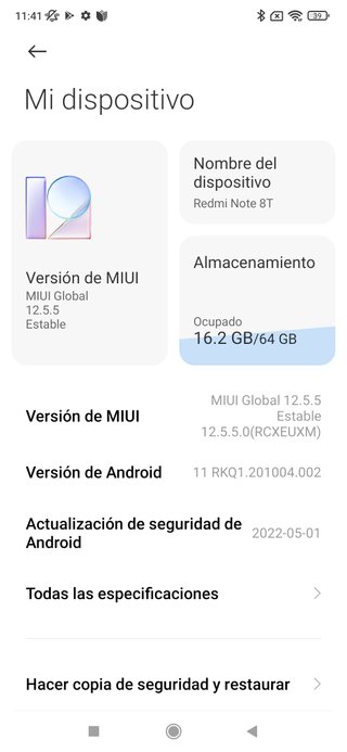 Xiaomi Redmi Note 8T 64GB Negro