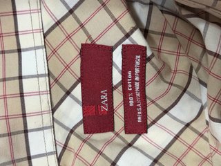 Camisa Zara cuadros beige Talla L