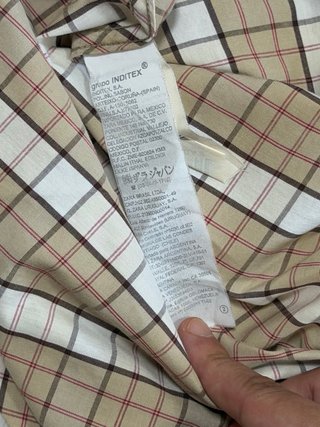 Camisa Zara cuadros beige Talla L