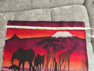 Batik africano con elefantes y jirafas
