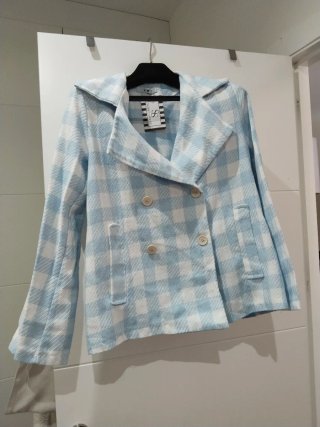 Chaqueta cuadros Vichy azul y blanco