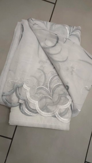 Tenda Voile Fiori Ricamati Argento Bianco
