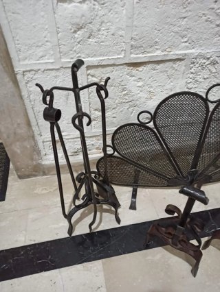 Set accessori camino vintage ferro battuto