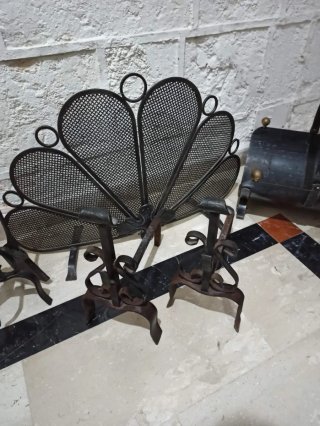 Set accessori camino vintage ferro battuto