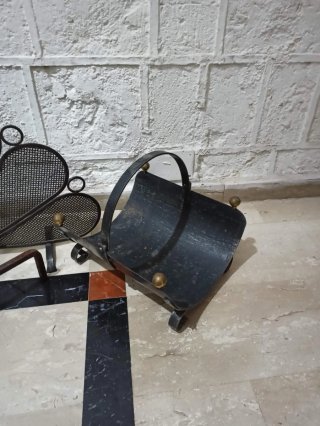 Set accessori camino vintage ferro battuto