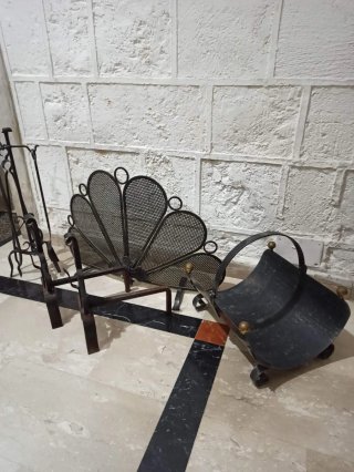 Set accessori camino vintage ferro battuto