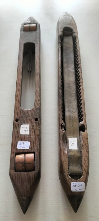 6 Lanzaderas de madera. Textil Antiguas.