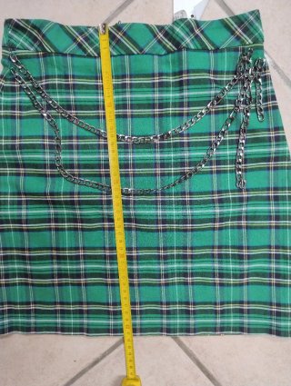 Minigonna Zara Tartan Verde con Catene XS