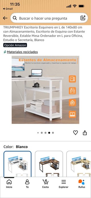 Escritorio Esquinero Blanco TRIUMPHKEY