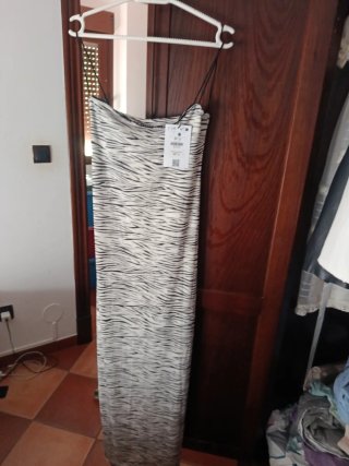 Vestido largo estampado cebra