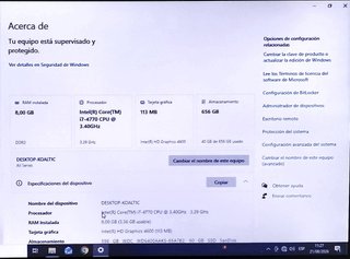 PC Intel i7 3.4GHz 8GB RAM W10 PRO