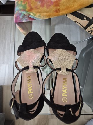 Sandalias Payma Talla 40 Negro/Dorado