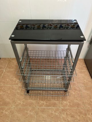 Mueble auxiliar cocina cristal y metal