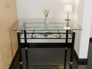 Mesa de comedor cristal y metal