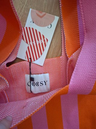Bolso de rayas Coosy naranja y rosa