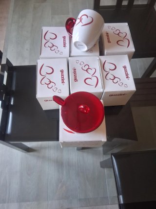 Set Guzzini Tazze e Zuccheriera Cuori Rossi