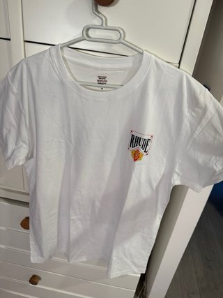 Camisetas Rhude Blanca con Diseño En azul y rojo