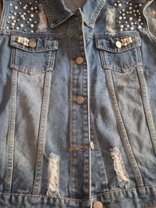 Chaleco Vaquero Mujer Perlas Talla XXL. Nuevo.