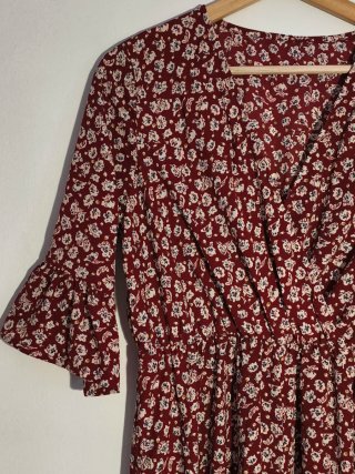 Vestido largo granate estampado floral