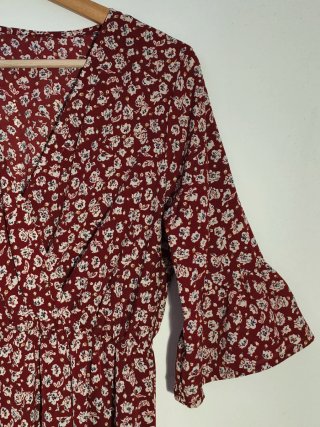Vestido largo granate estampado floral