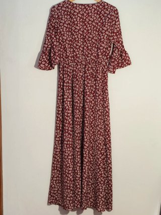 Vestido largo granate estampado floral