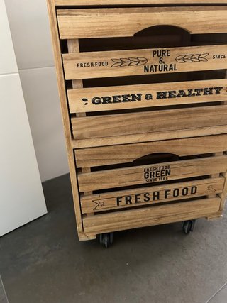 Frutero madera cajones y ruedas