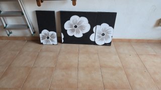 Cuadros modernos flores blanco y negro