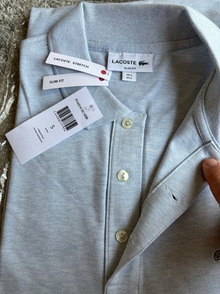 Polo Lacoste Celeste Jaspeado Talla L
