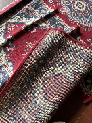 2 Tappeti Lana Camera da Letto Blu/Rosso 104x56