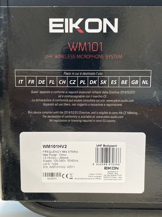 Microfono EIKON WM101H UHF Wireless