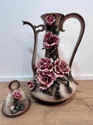 Jarra cerámica Capodimonte rosas