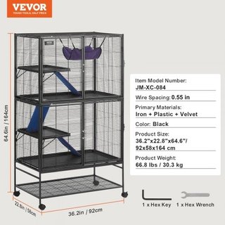 Jaula de metal para pequeños animales de 164.1 cm,