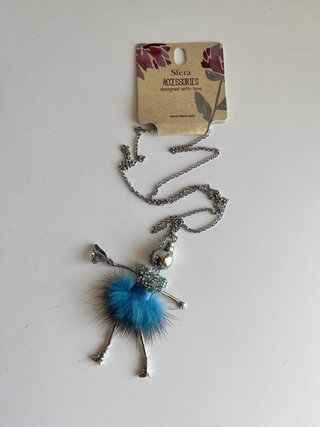 Collar Sfera Bailarina Azul y Plata NUEVO