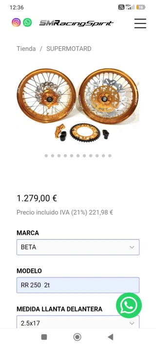 Ruedas SM Beta RR 125-200-250-300 2T