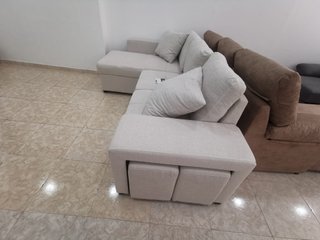 Sofá Cama Chaise Longue Beige/Marrón