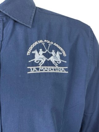 Camicia La Martina Uomo L Blu Cotone Ricamata