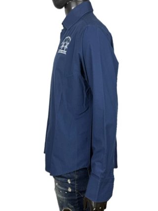 Camicia La Martina Uomo L Blu Cotone Ricamata