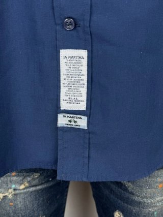 Camicia La Martina Uomo L Blu Cotone Ricamata
