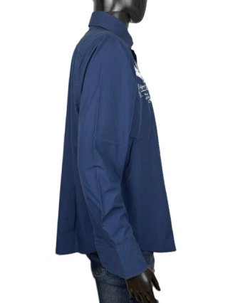 Camicia La Martina Uomo L Blu Cotone Ricamata