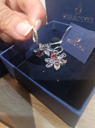 Pendientes Swarovski Flor Rosa y Morado