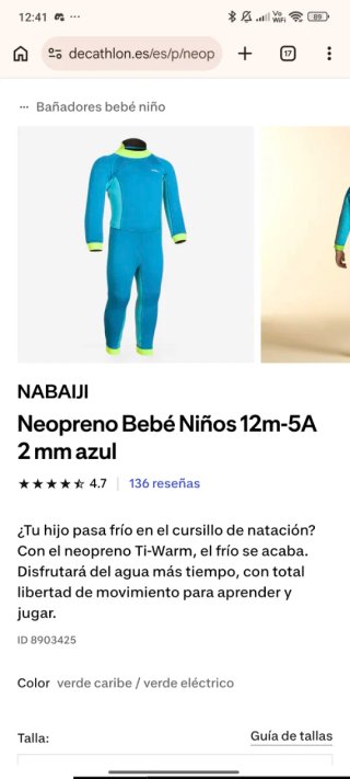 Neopreno bebé niño 24 meses decathlon