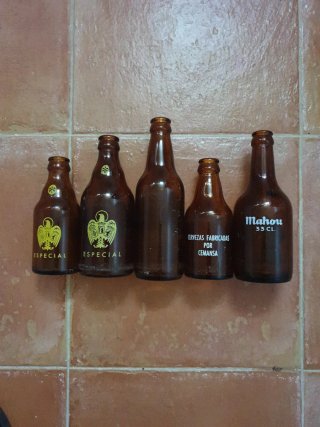 5 Vecchie Bottiglie da Birra da Collezione