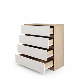 Cómoda 4 cajones madera y blanco 663687306
